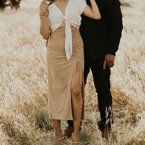 Windsor Suede midi Skirt with Slit - size Small